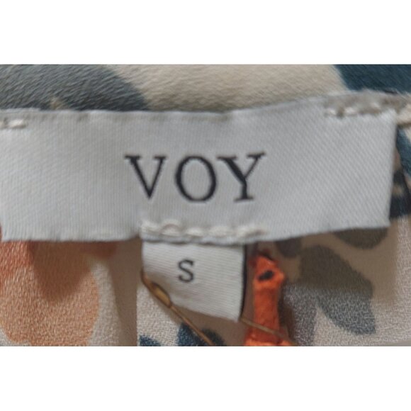 NWT Voy Floral Ruffle Sleeve Blouse~Hidden Buttons~Fall Colors~Size SMALL - Picture 2 of 8